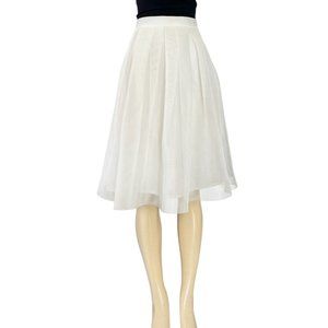 "Clearance" NWT Aqua Off-White Mesh Netted Overlay Knee Length Full Skirt Size M